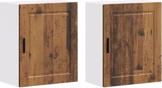 Set di 2 armadietti da parete per cucina 50 x 31 x 60 cm pratico spazio di archiviazione in stile vintage in legno legno vecchio 02_0050359