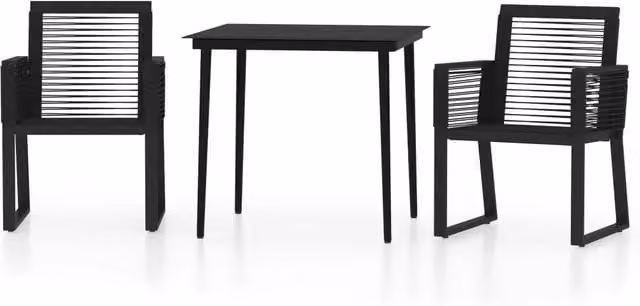 Set Mobili da Pranzo per Giardino 3 pz | Set Salotto da Giardino Nero