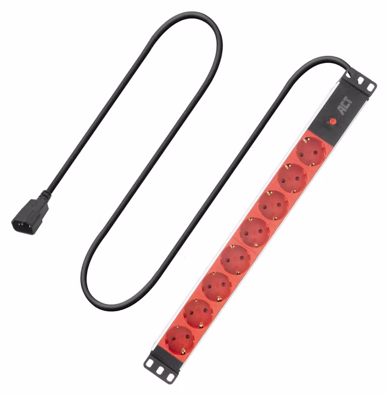 ACT PD3004, 3 m, interno, tipo F, splitter C14, diritto, nero, rosso
