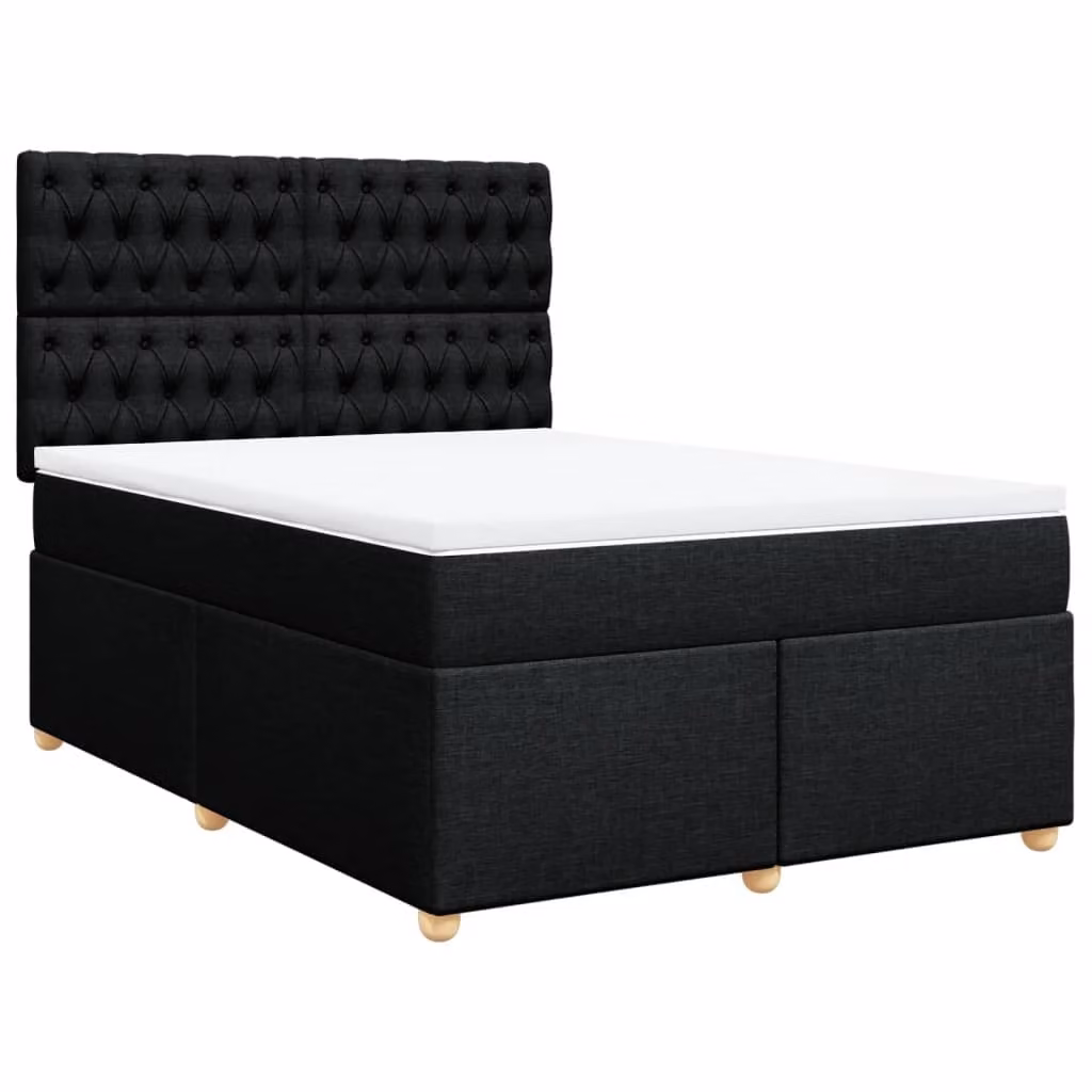 Giroletto a Molle con Materasso Nero 140x200 cm in Tessuto