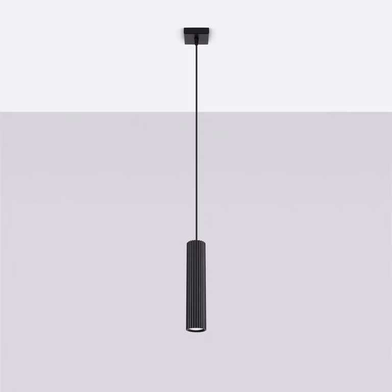 Lampada a sospensione KARBON 1 nero 1xGU10 10W alluminio 118x8x8cm Sollux Lighting