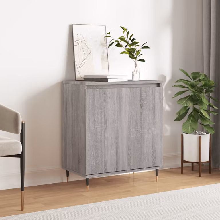 Credenza moderna vidaXL in legno multistrato e metallo, Grigio, L: 60 cm, P: 35 cm, H: 70 cm