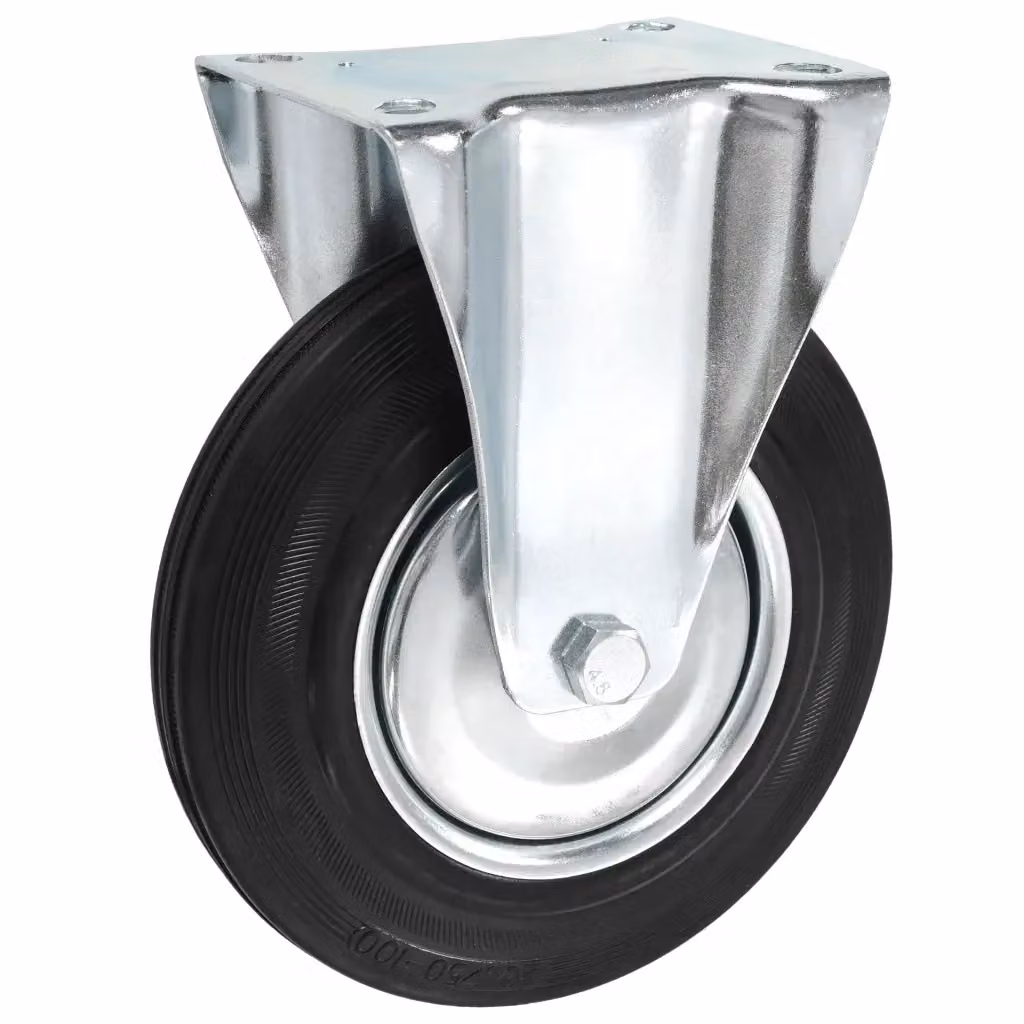 Set di 16 ruote fisse vidaXL in gomma e zinco galvanizzato, colore nero, diametro 200 mm – 2