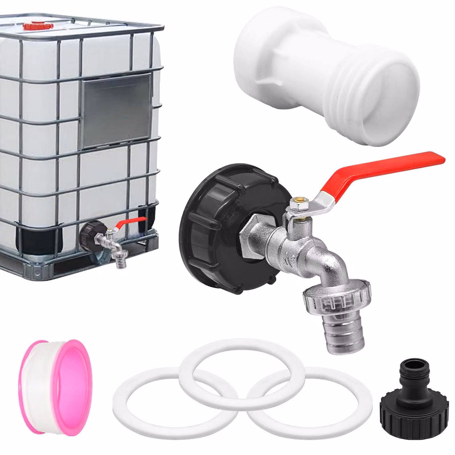Accessori per serbatoio d'acqua da 1000 litri, con valvola di scarico IBC