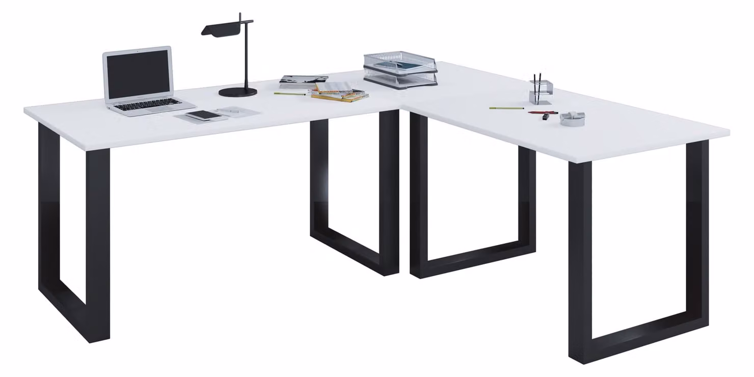 Scrivania angolare per ufficio Lona 80 cm U alluminio nero