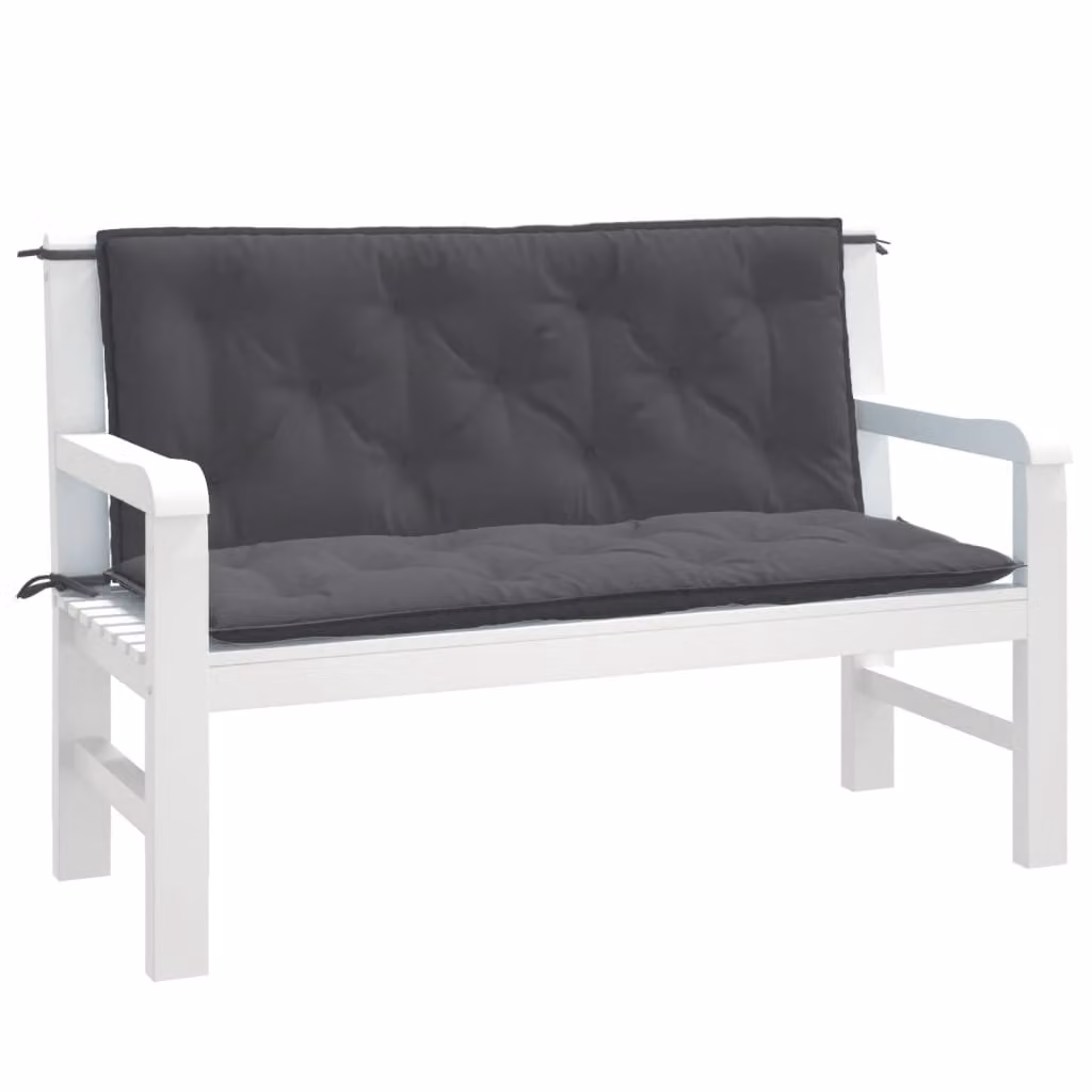 Set di 2 cuscini per panca da giardino vidaXL in tessuto resistente ai raggi UV, colore antracite, L 120 cm x P 50 cm x H 7 cm