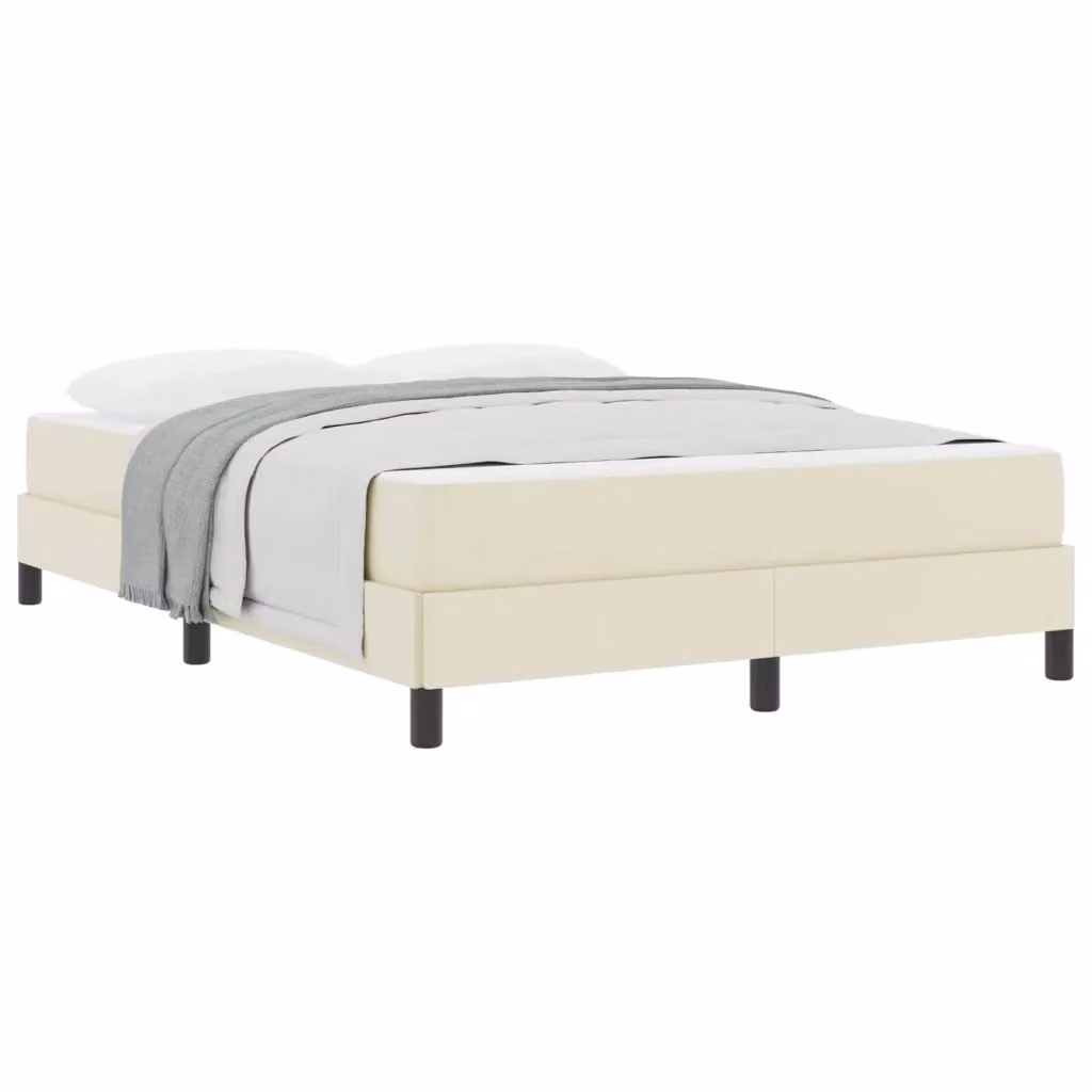 vidaXL Struttura del letto con materasso ibrido in tessuto beige L 140 cm x P 190 cm – 2