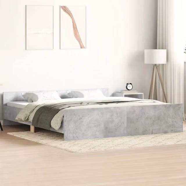 Giroletto con testiera e pediera vidaXL in tessuto Grigio, L/P: 200 x 200 cm