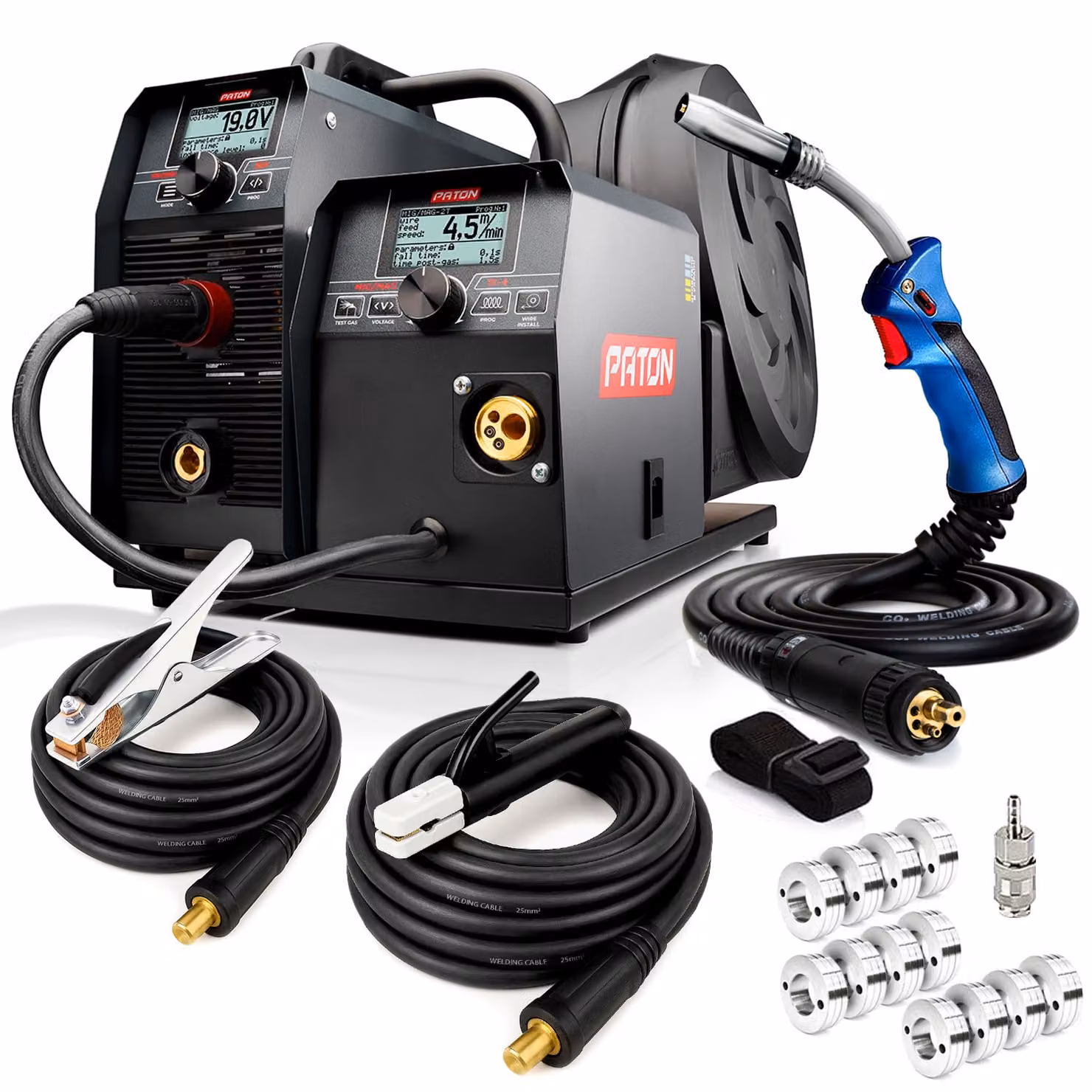 PATON ProMIG-350-15-4-400V Saldatrice MIG 3 in 1, - Saldatrice professionale a inverter con torcia, portaelettrodo e pinza di terra - Per MIG/MAG
