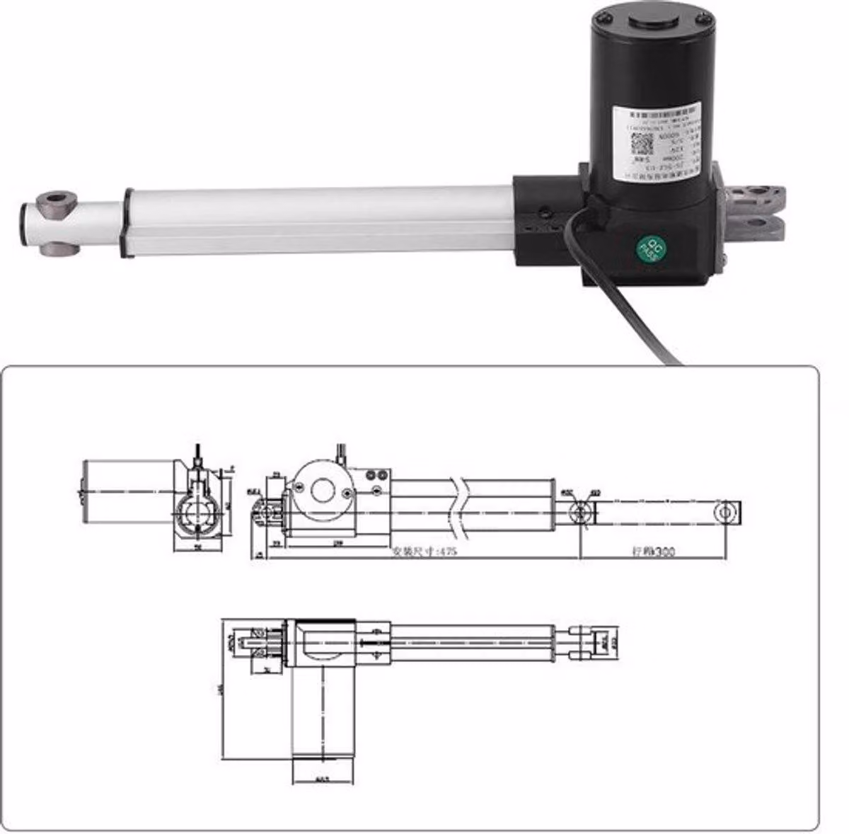 Motore a corrente continua da 12V - Forza di 6000N - Formato 450mm - Multifunzionale - Adatto per applicazioni pesanti - Veicolo medico