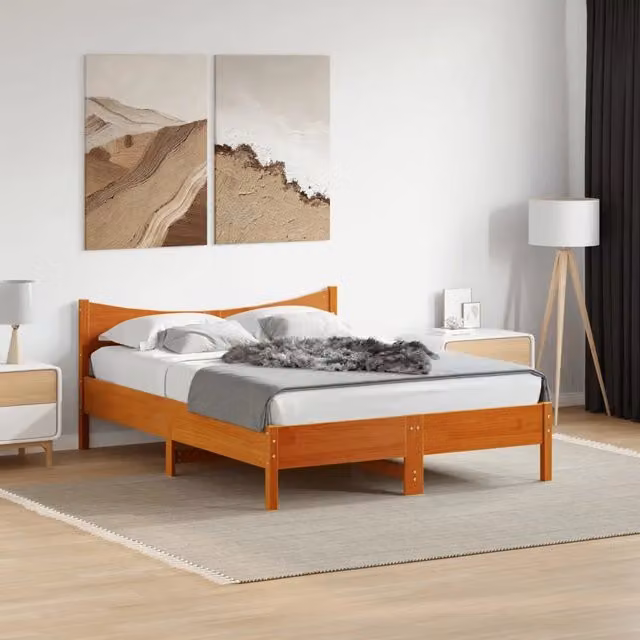 Letto in legno di pino Marrone Cera vidaXL con doghe piatte L/P: 120 x 200 cm – 1