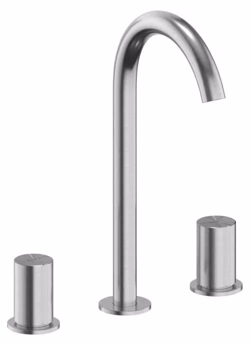 Miscelatore monocomando da lavabo in acciaio inossidabile ALLUVION Minerva, con tre fori e alto beccuccio, modello 240