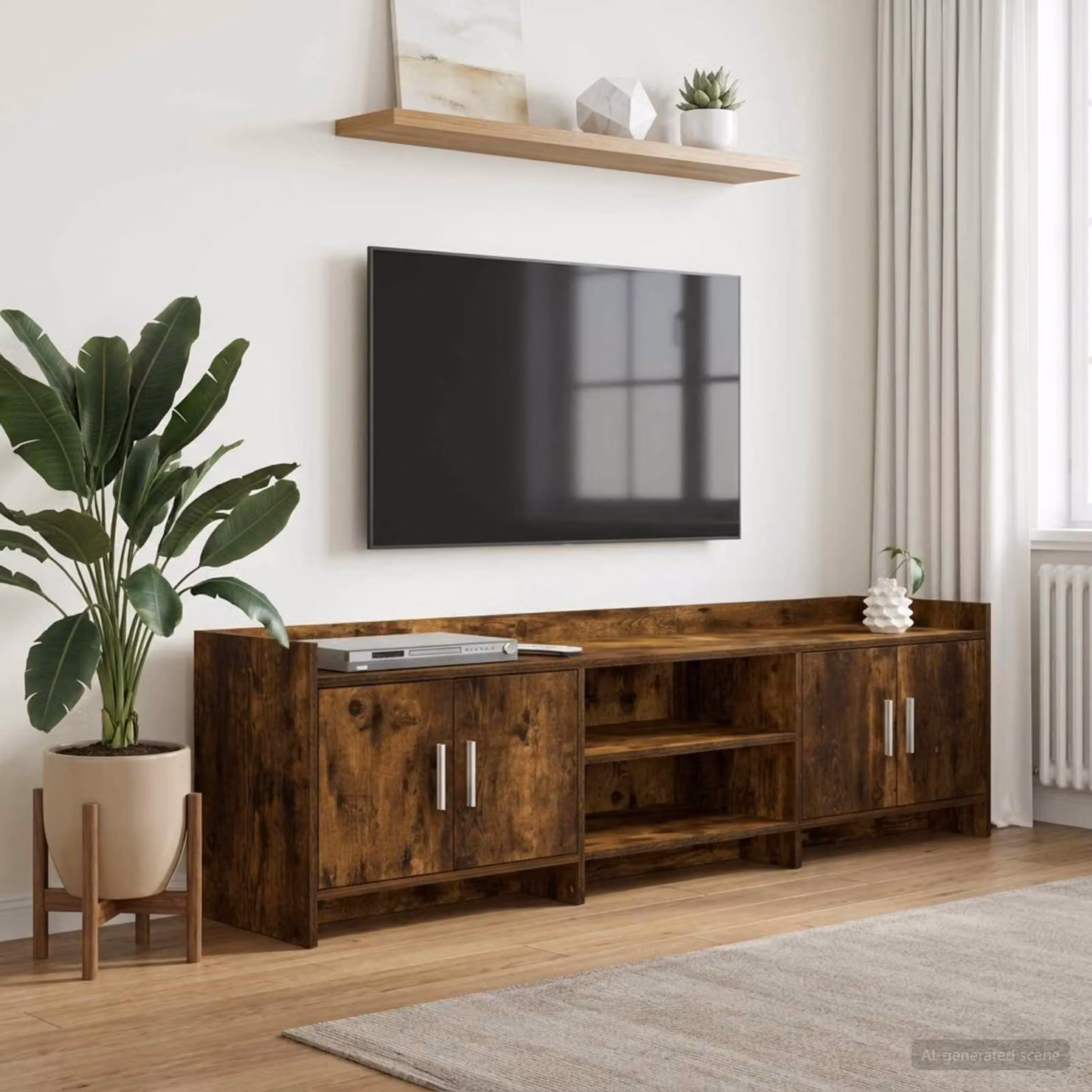 Mobile TV vidaXL in legno ingegnerizzato e metallo, colore marrone rovere fumo, L 168 x P 33 x H 47 cm