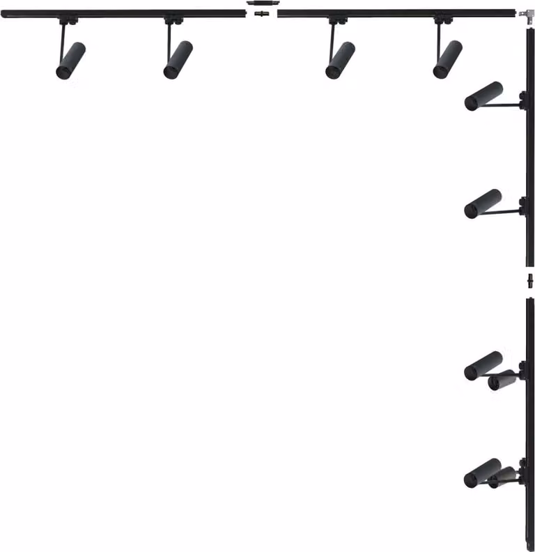 Kit binario a L 2x2m nero con faretti monofase 3586 Zuma Line