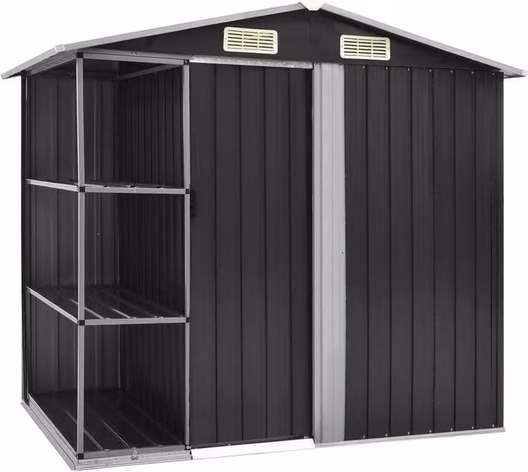 Capanno da Giardino con Scaffali Antracite 205x130x183 cm Ferro