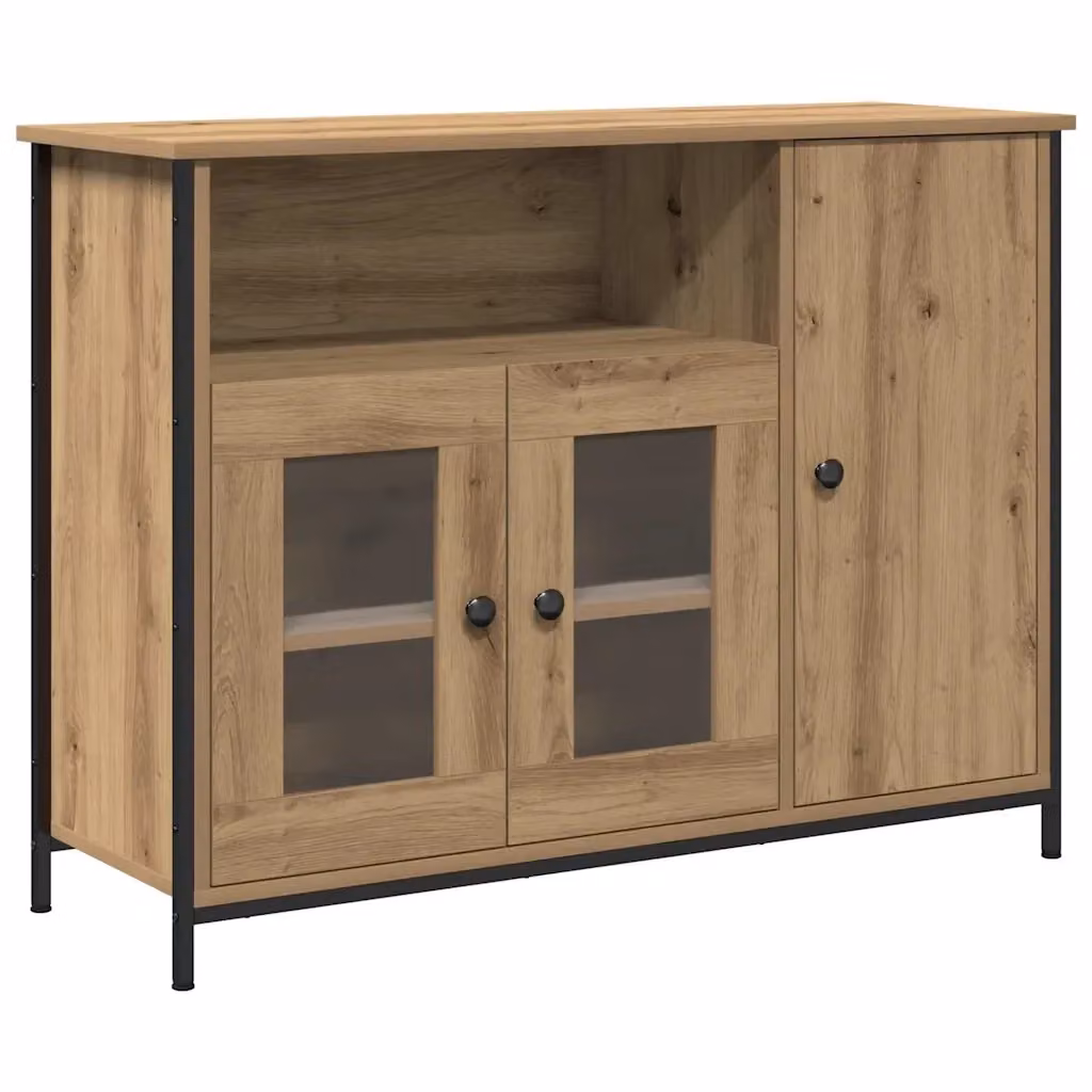 Credenza in stile industrial vidaXL in legno e metallo color rovere, L/P/H: 100 x 35 x 75 cm – 2