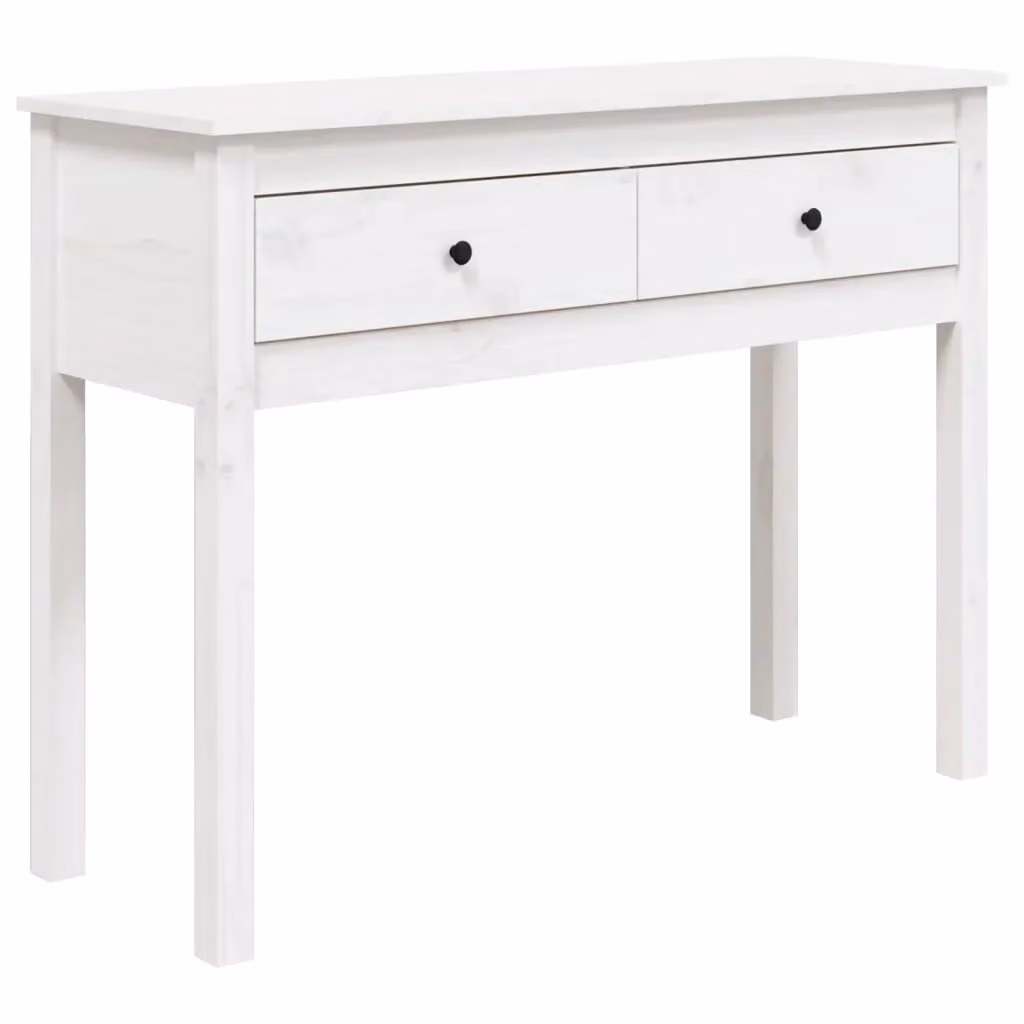 Tavolo Consolle vidaXL in Legno Massello di Pino Bianco L: 100 cm, P: 35 cm, H: 75 cm – 2