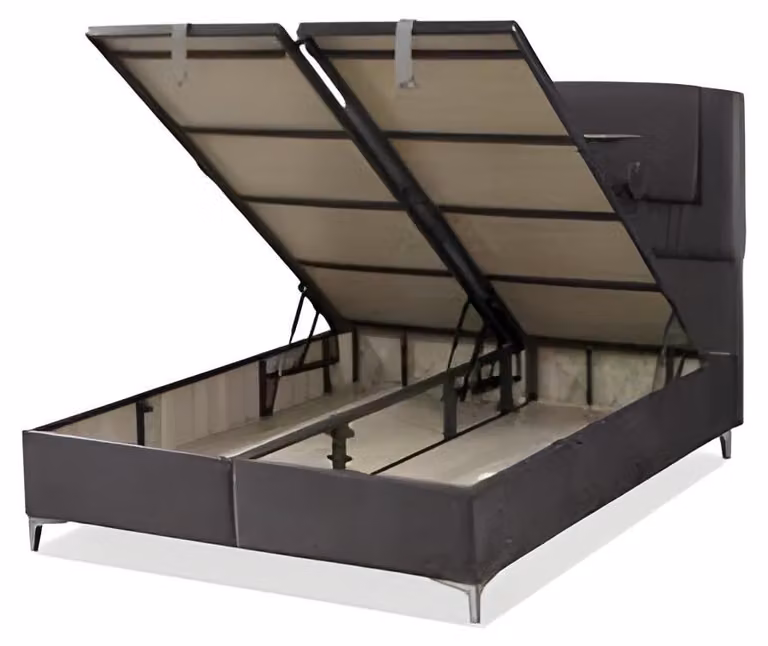 Braunes Bett aus Holz mit modernem Design und eleganter Optik