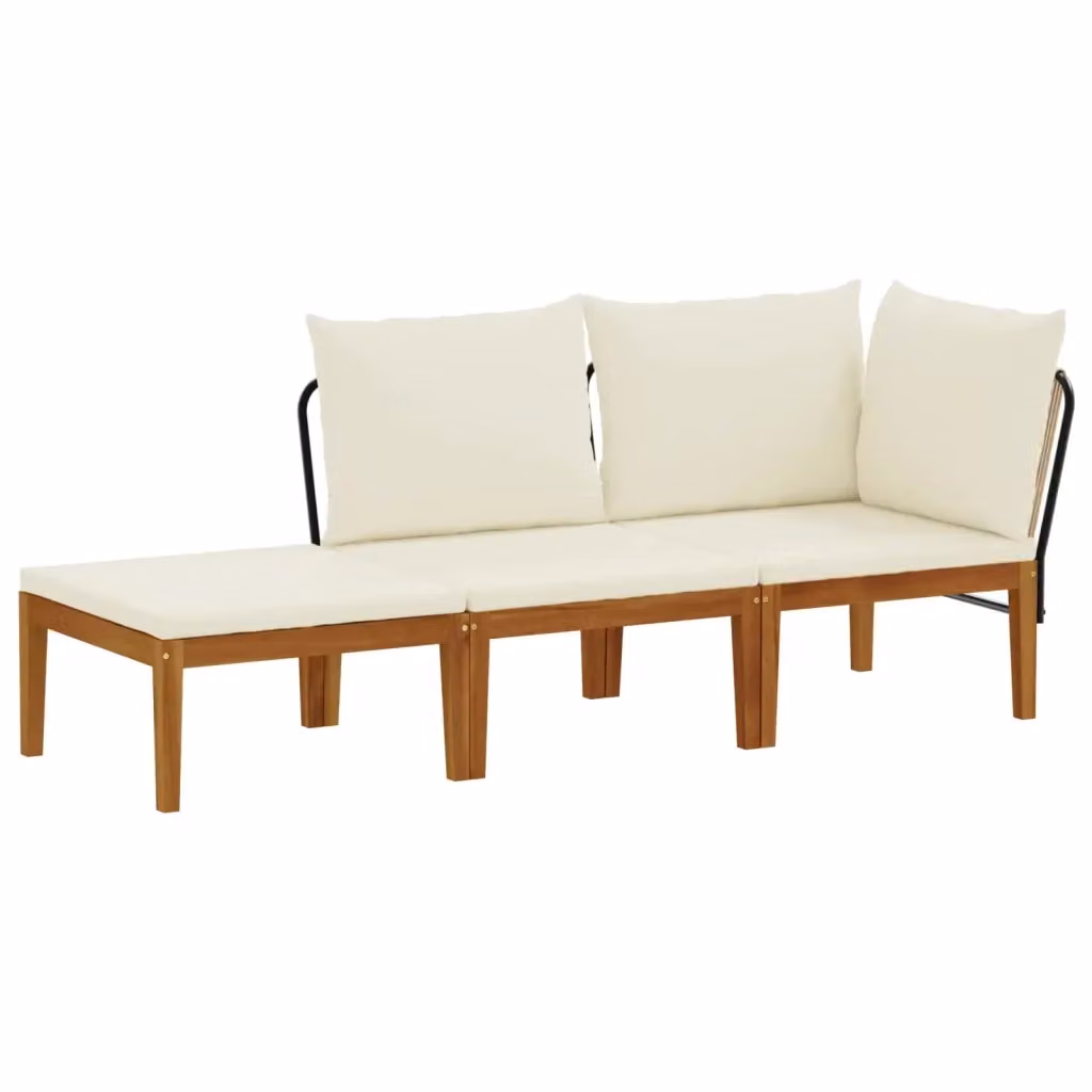 Set di 3 sedie da giardino vidaXL in legno di acacia e corda beige e bianca – 2