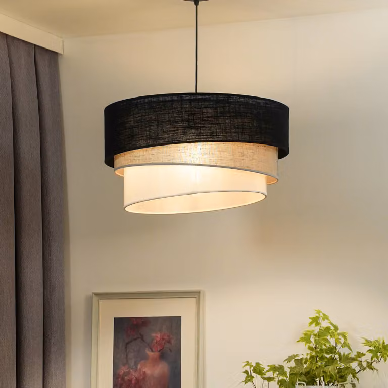 Lampada a sospensione Trio Duolla, dimmerabile, Multicolore, Soggiorno / Sala da pranzo, Tessuto / Stoffa / Seta, Moderno, Lampada a sospensione