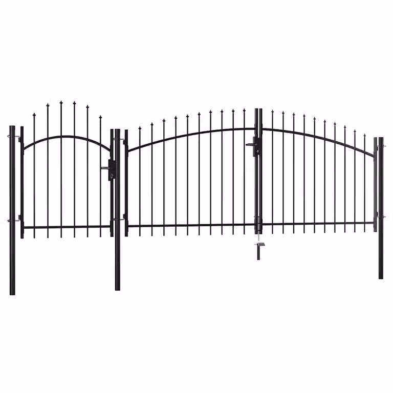 Cancello da giardino doppio a battente vidaXL in acciaio nero L/P/H: 400 x 225 x 200 cm