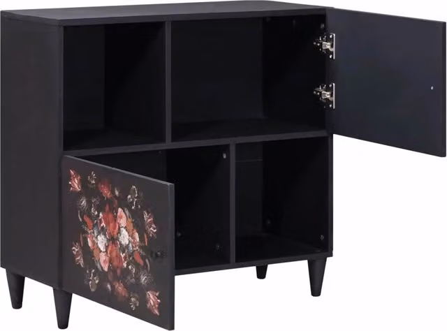 Armadio di stoccaggio moderno con porta in legno decorazione floreale multicolore L: 80 cm, P: 33,5 cm, H: 75 cm