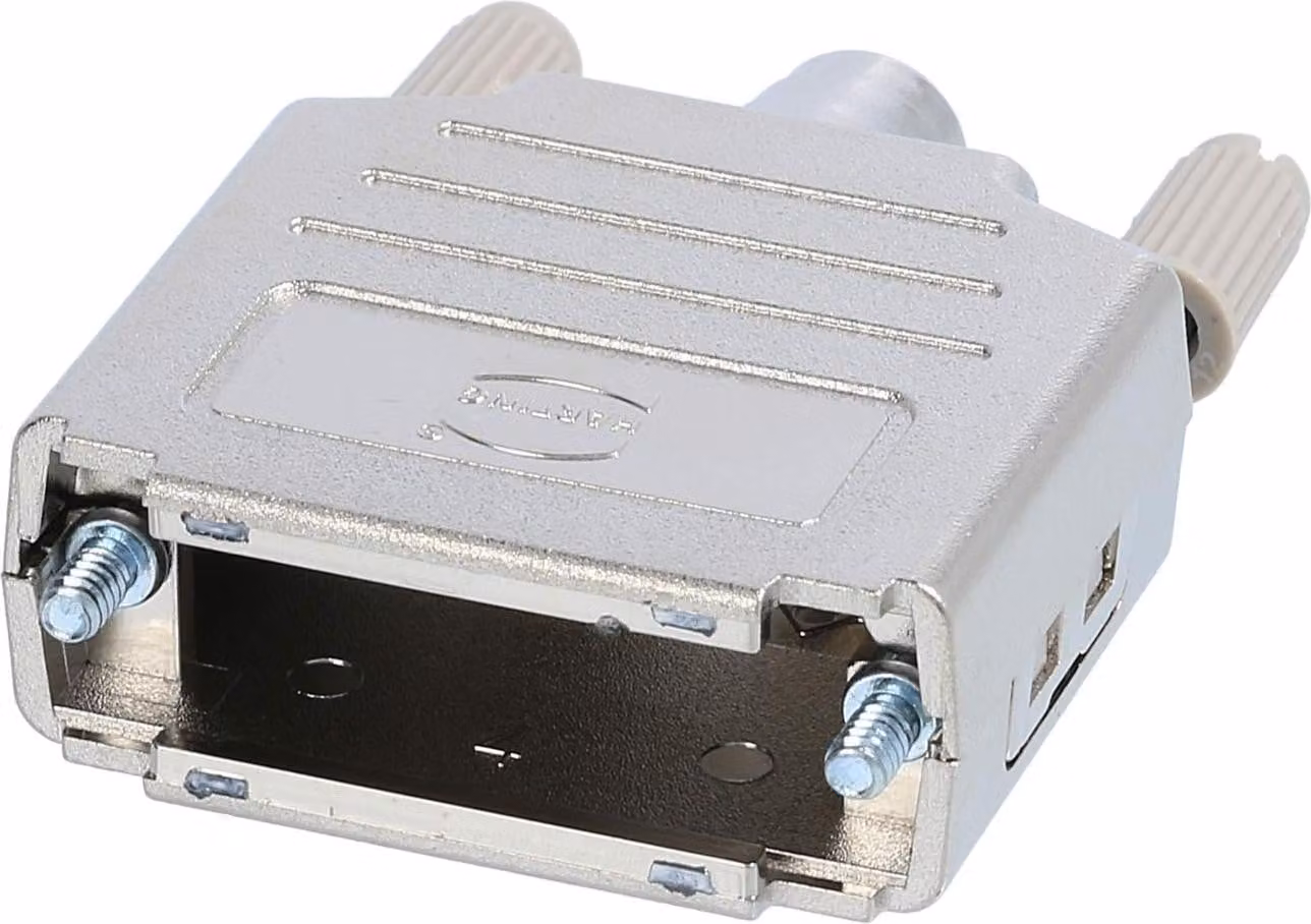 HARTING D-Sub Custodia in plastica metallizzata adatta per inserto D-Sub a 15 poli, 26 poli (HD) diritto, area di serraggio