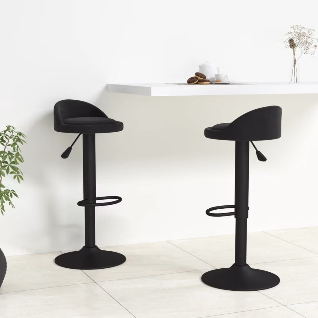 Set di 2 sgabelli da bar vidaXL in velluto nero con base girevole a 360 gradi