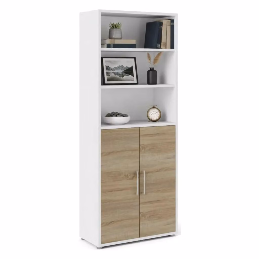 Credenza Valsesia DMORA, Buffet e Madia da Soggiorno o Cucina, Bianco e Quercia, L: 89 cm, P: 40 cm, H: 222 cm – 2