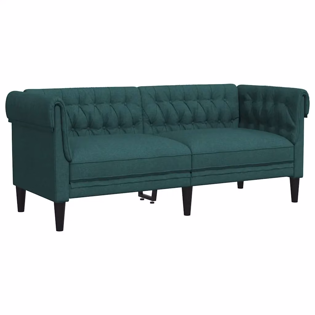 Divano Chesterfield a 2 Posti vidaXL in Tessuto Verde L: 182,5 cm, P: 74,5 cm, H: 74,5 cm – 2