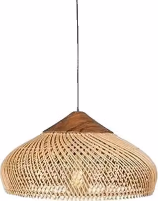 Lampada a sospensione, rattan intrecciato a mano, stile Japandi, senza lampadina, beige
