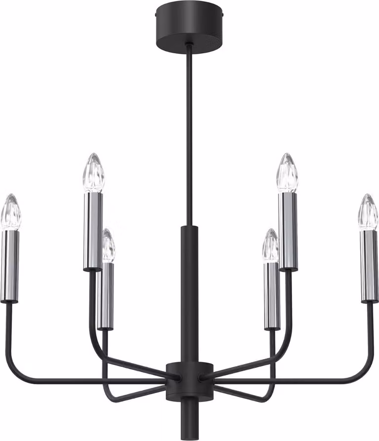 Lampadario a sospensione cromo nero Akasya 6xE14 15W Luminex