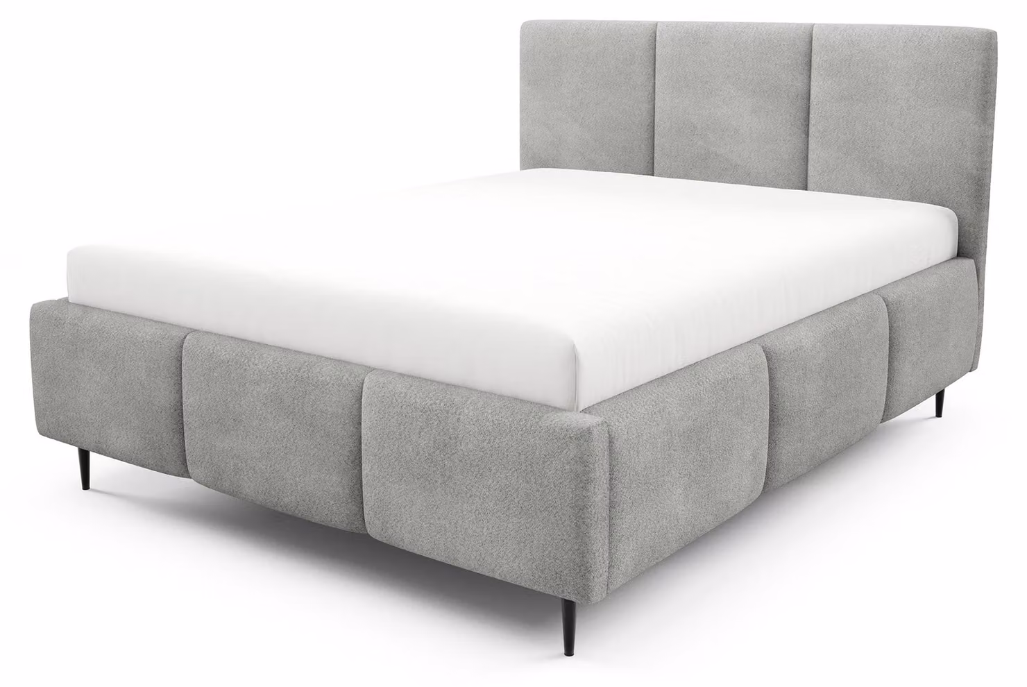 Letto imbottito con contenitore integrato, modello Melora, colore grigio deserto, dimensioni 180 x 200 cm