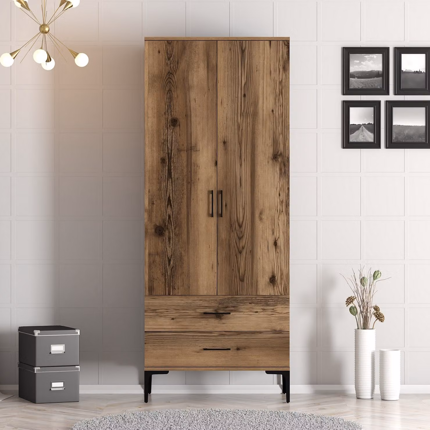 Skye Decor, Kumsal T - Noce, armadio, noce, 100% PANNELLI DI PARTICELLE RIVESTITI IN MELAMMINA, 80 x 201,4 x 47,5 cm
