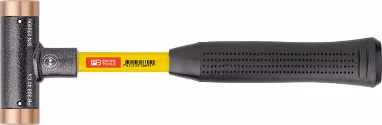 PB Swiss Tools Martello anti-rimbalzo, con inserti in rame, manico in vetro super resistente, 32 mm