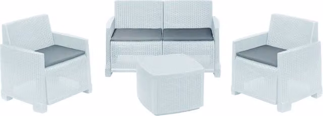 Set da Giardino Como Colore Bianco con 4 Cuscini