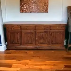 Credenza madia buffet in legno di pino massiccio arte povera 4 ante in variate colorazioni