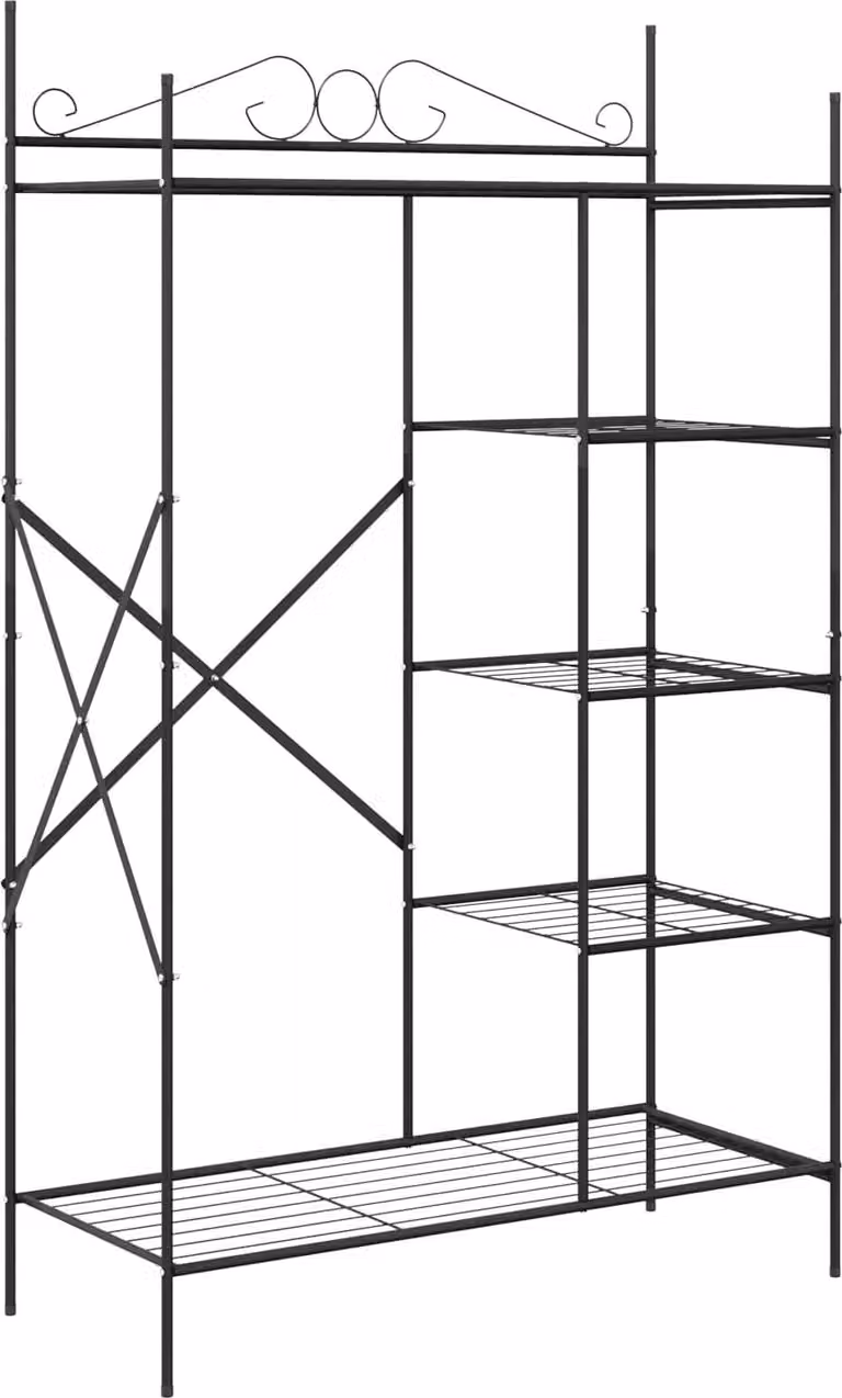 Armadio Aperto con lo scaffale Nero 104,5 x 45 x 172 cm Acciaio