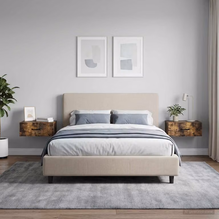 Set di 2 Mobiletti da notte sospesi vidaXL in Rovere Fumo L: 49 cm, P: 34,5 cm, H: 20 cm