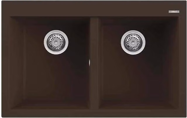 Lavello Elleci Incasso 2 vasche 79x50 Quadra 350 Granitek Espresso Marrone LGQ35078