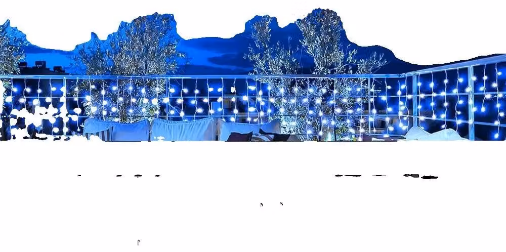 Catena luminosa LED da esterno, 8 modalità di illuminazione, design impermeabile, colore blu, confezione singola, con spina europea (220V-240V)
