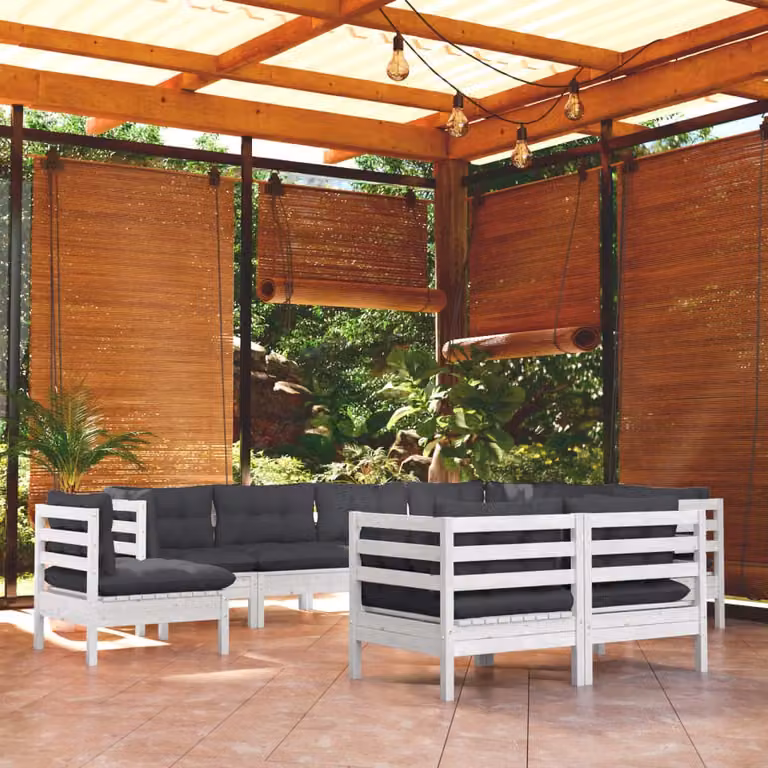 Maison Exclusive - Set Divani da Giardino 9 pz con Cuscini BiancLegno di Pino