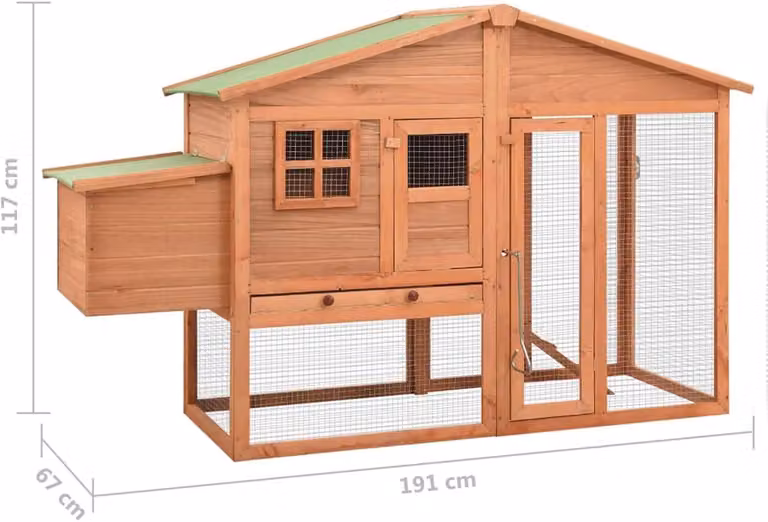 Pollaio in legno, recinto per polli, gabbia per conigli, mangiatoia per uccelli, nido, capanno esterno - Realizzato in legno di pino massello - Tetto resistente all'acqua