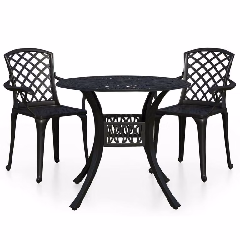 Set da Bistrot 3 pz in Alluminio Pressofuso Nero