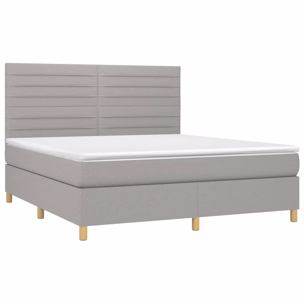 Giroletto a Molle con Materasso Grigio Chiaro160x200 cm Tessuto