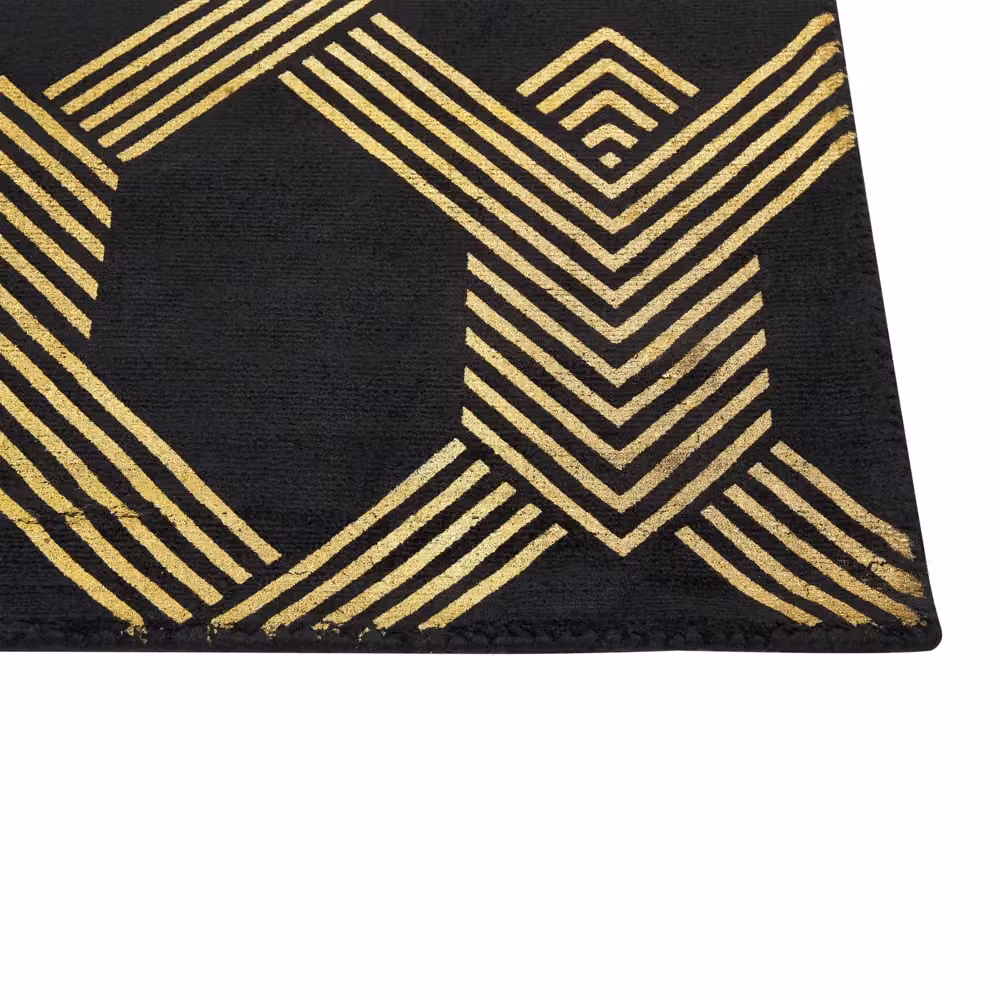 Tappeto Beliani con Motivo Geometrico in Viscosa e Cotone, Stile Modern Glam, Nero e Oro, L: 230 cm, P: 160 cm – 2