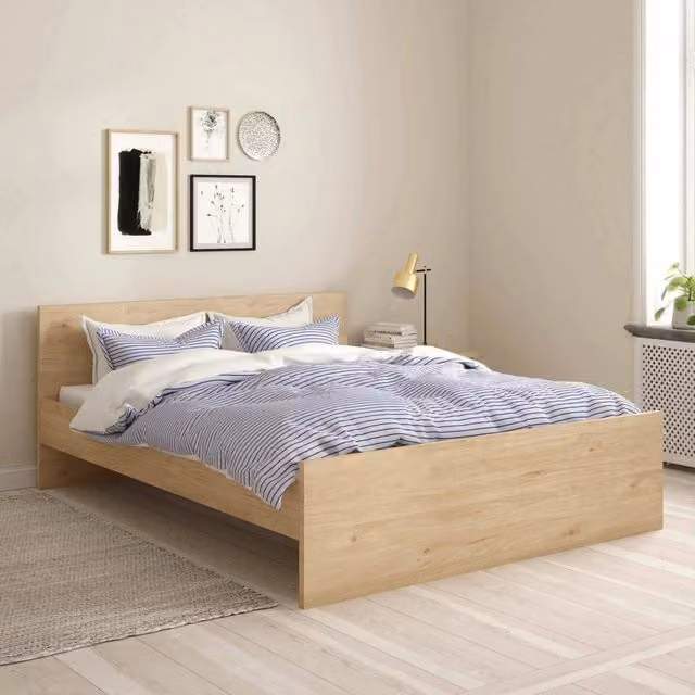Letto matrimoniale Kaitak DMORA in legno Rovere, struttura sommier moderna L: 166 cm, P: 206,6 cm, H: 80 cm