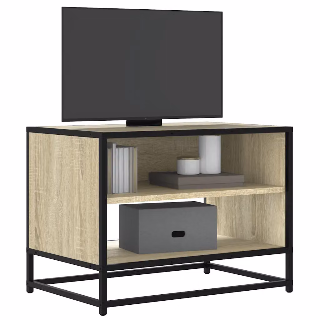 Mobile TV vidaXL in stile industriale, Rovere Sonoma e Metallo, L 61 cm x P 40 cm x H 46 cm