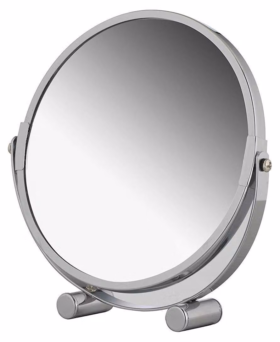 Specchio da tavolo rotondo, diametro 17 cm, ingrandimento 3x, finitura cromata
