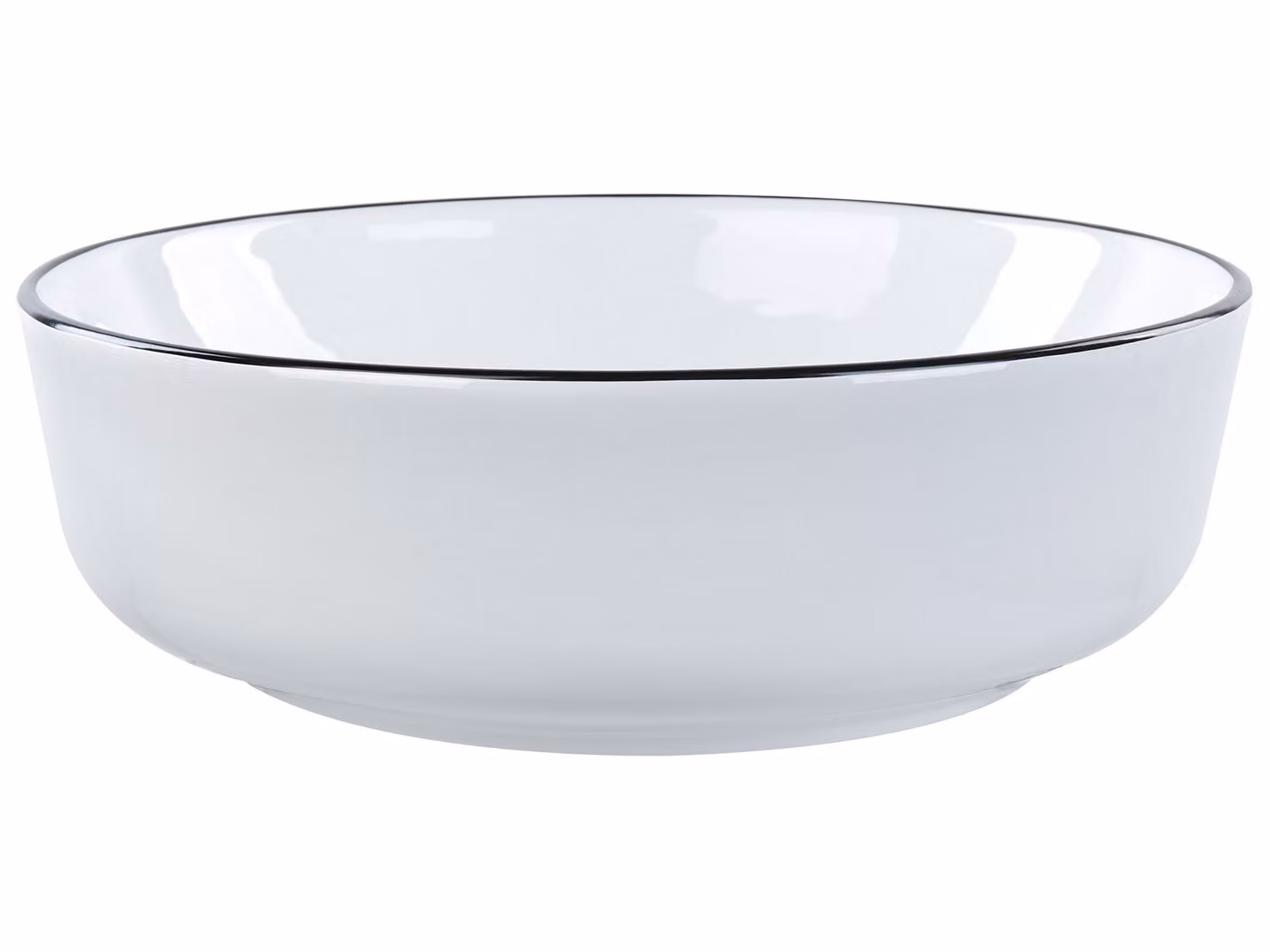 BELIANI Lavabo da appoggio in Vetroceramica bianca ⌀ 42 cm bordo nero superficie lucida forma rotonda stile moderno bagno